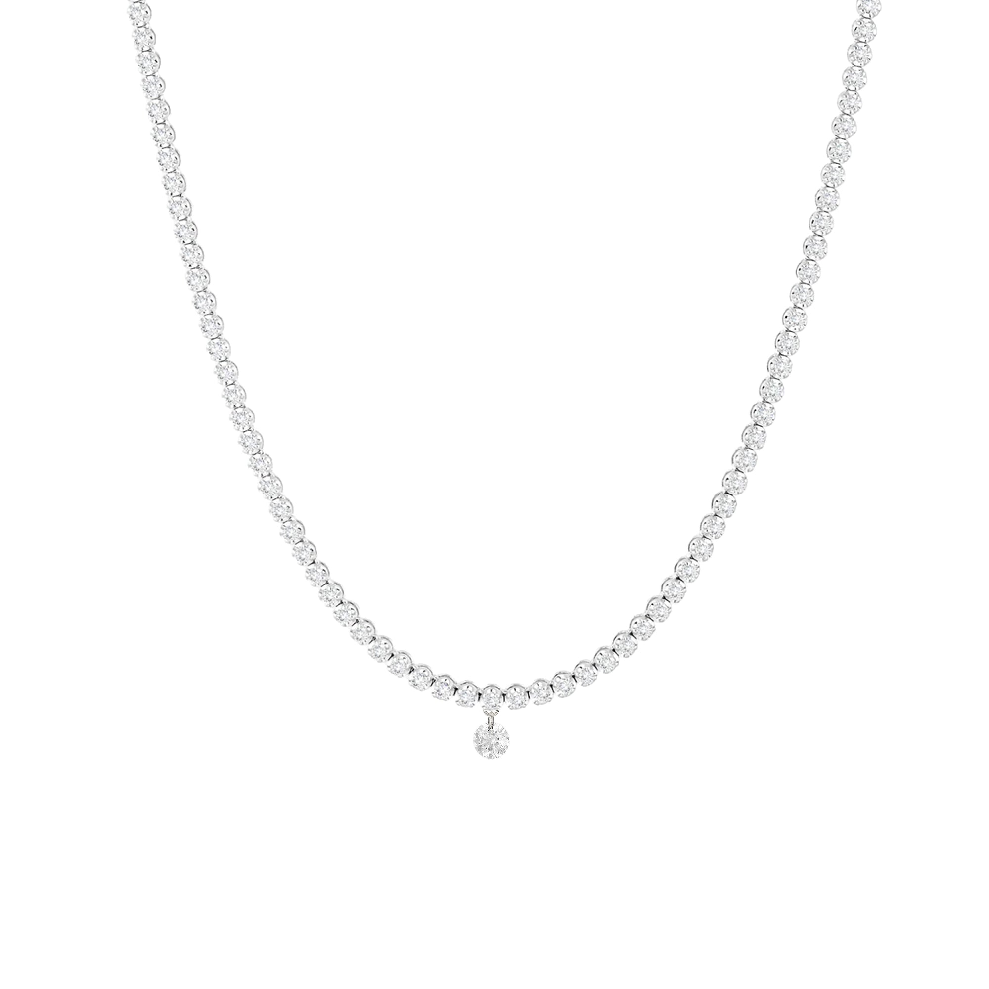 1qty NEW / Collier tennis avec 1 diamant percé-Blanc