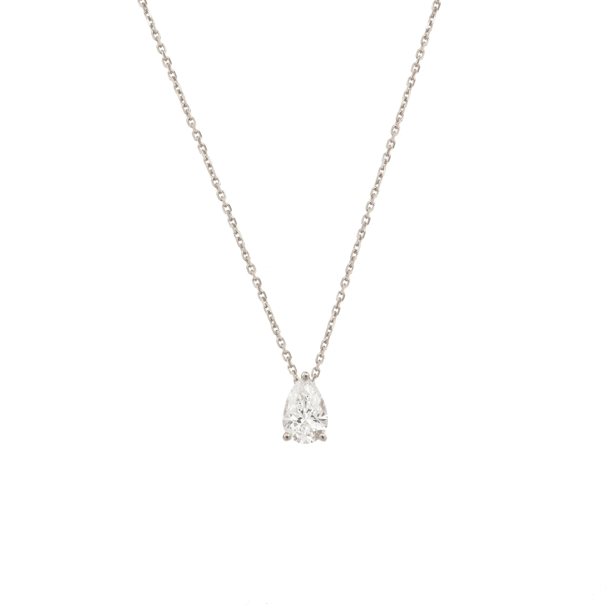 1qty NEW / Collier avec 1 diamant poire, grand modèle-Blanc