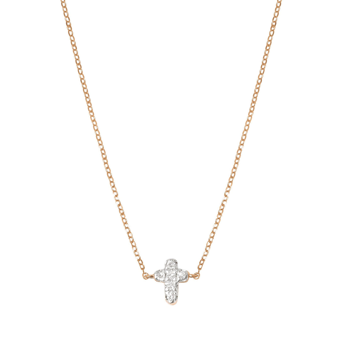 COLLIER MAGIC TOUCH OR ROSE MOTIF CROIX