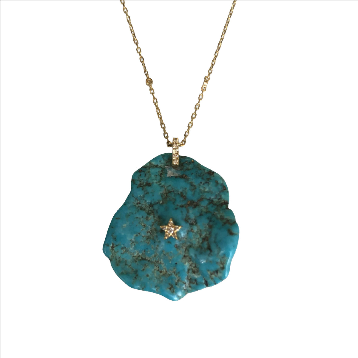 COLLIER TURQUOISE OR JAUNE