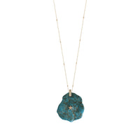 PrixTroca:560€_VentesTroca:0_QtyTroca:1_ST:0%_Collier en Or jaune 18K serti de diamants & Turquoise - Jaune