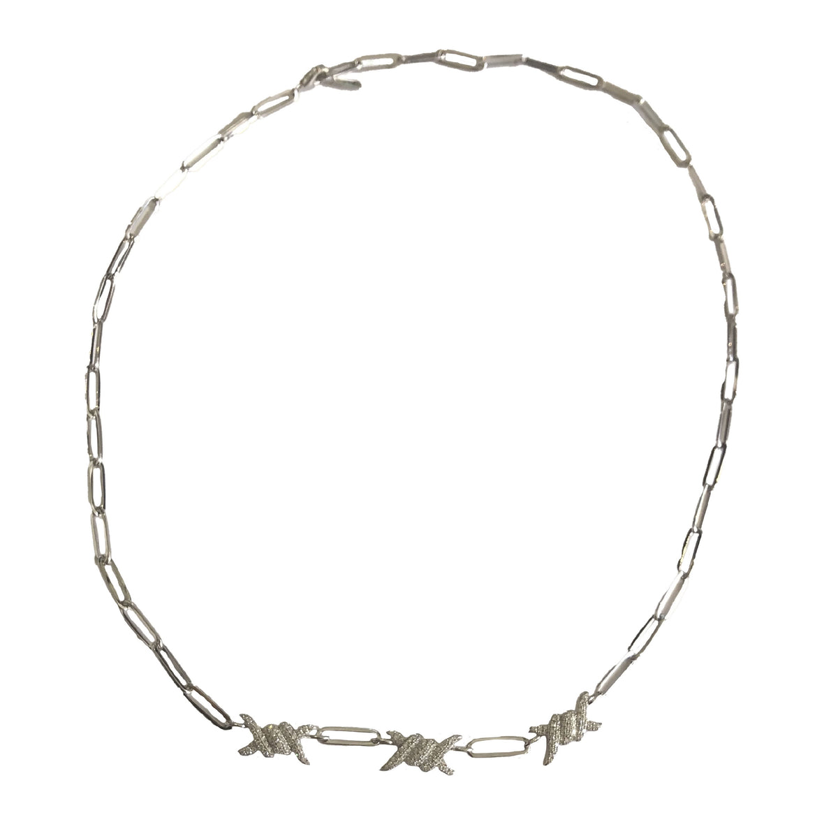 COLLIER BARBELE OR BLANC