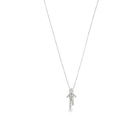 1qty NEW / Collier Boy, pavé de diamants, 1 diamant percé-Blanc