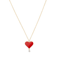 1qty NEW / Collier Cœur rouge -Jaune