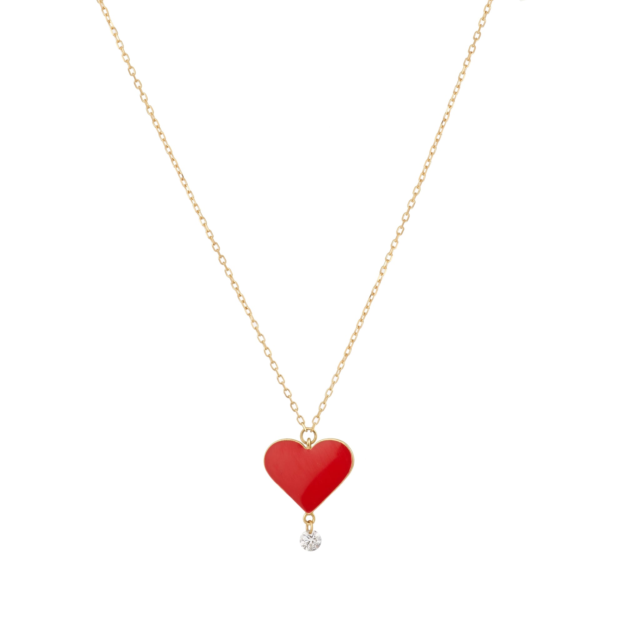 1qty NEW / Collier Cœur rouge -Jaune