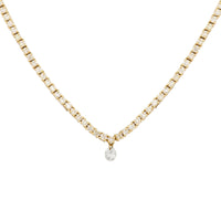 Tennis necklace set with diamonds - Yellow gold
