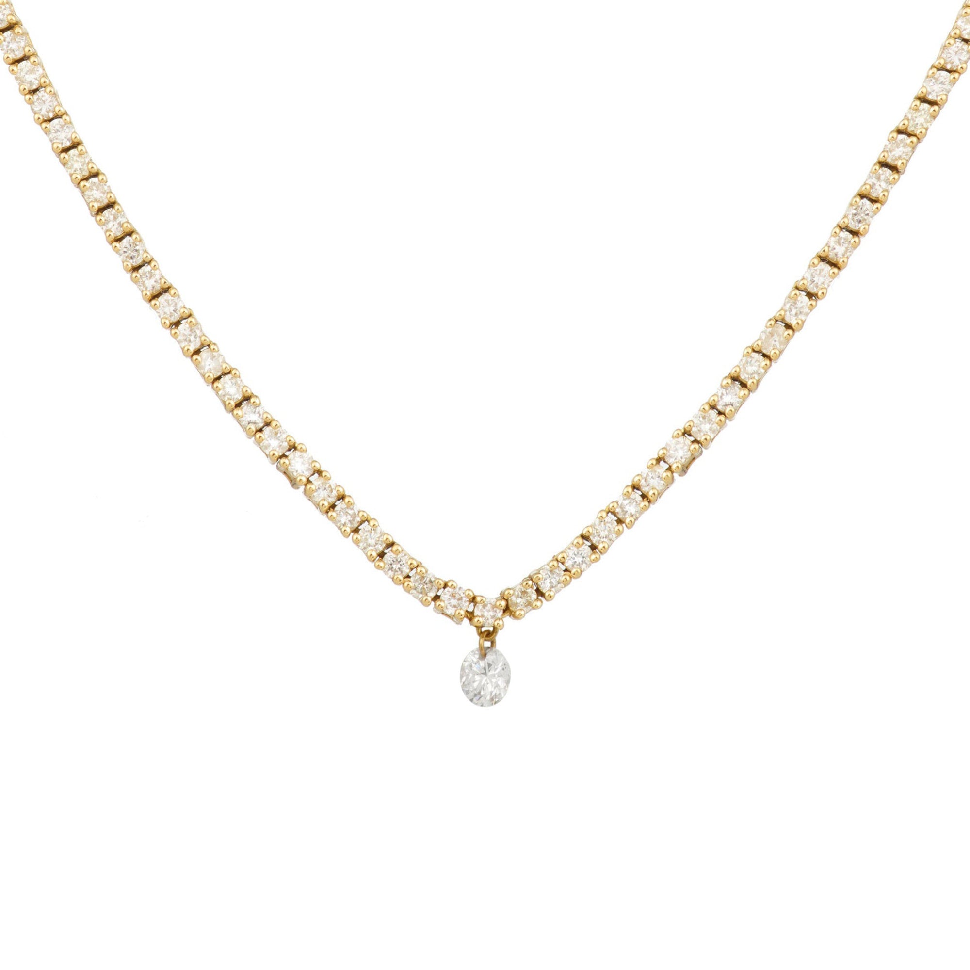 Tennis necklace set with diamonds - Yellow gold