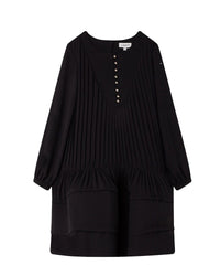 Robe de cérémonie à manches longues en crepe - Black