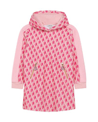 Printed velvet hooded dress - Rose Petale