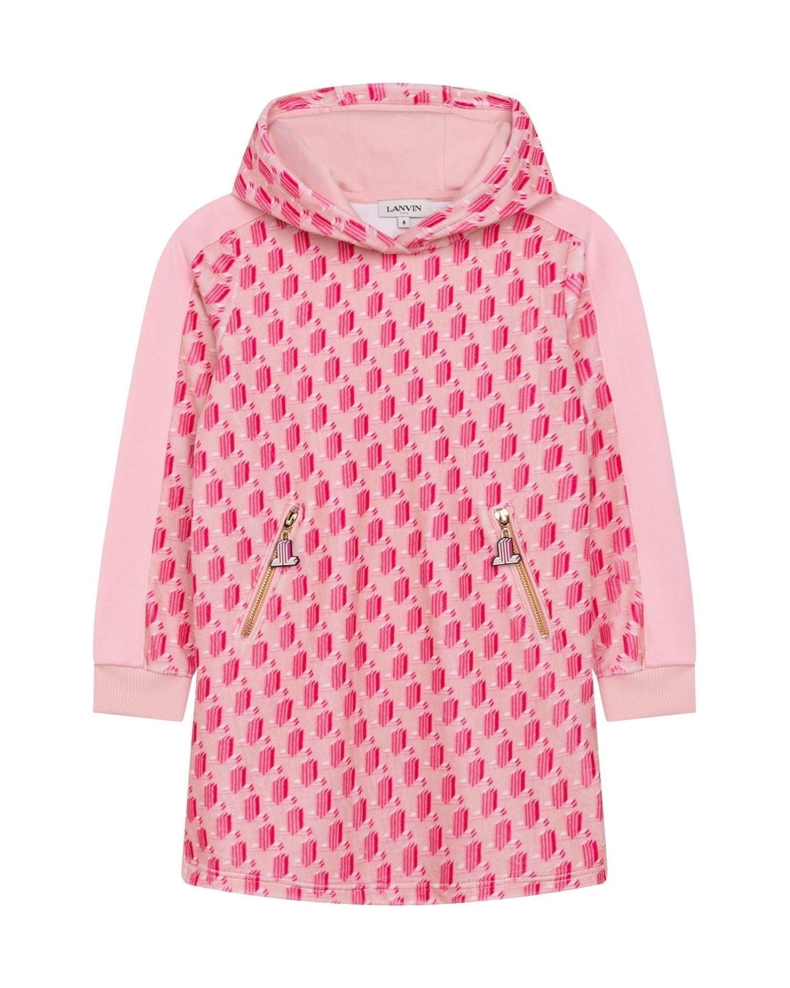 Printed velvet hooded dress - Rose Petale