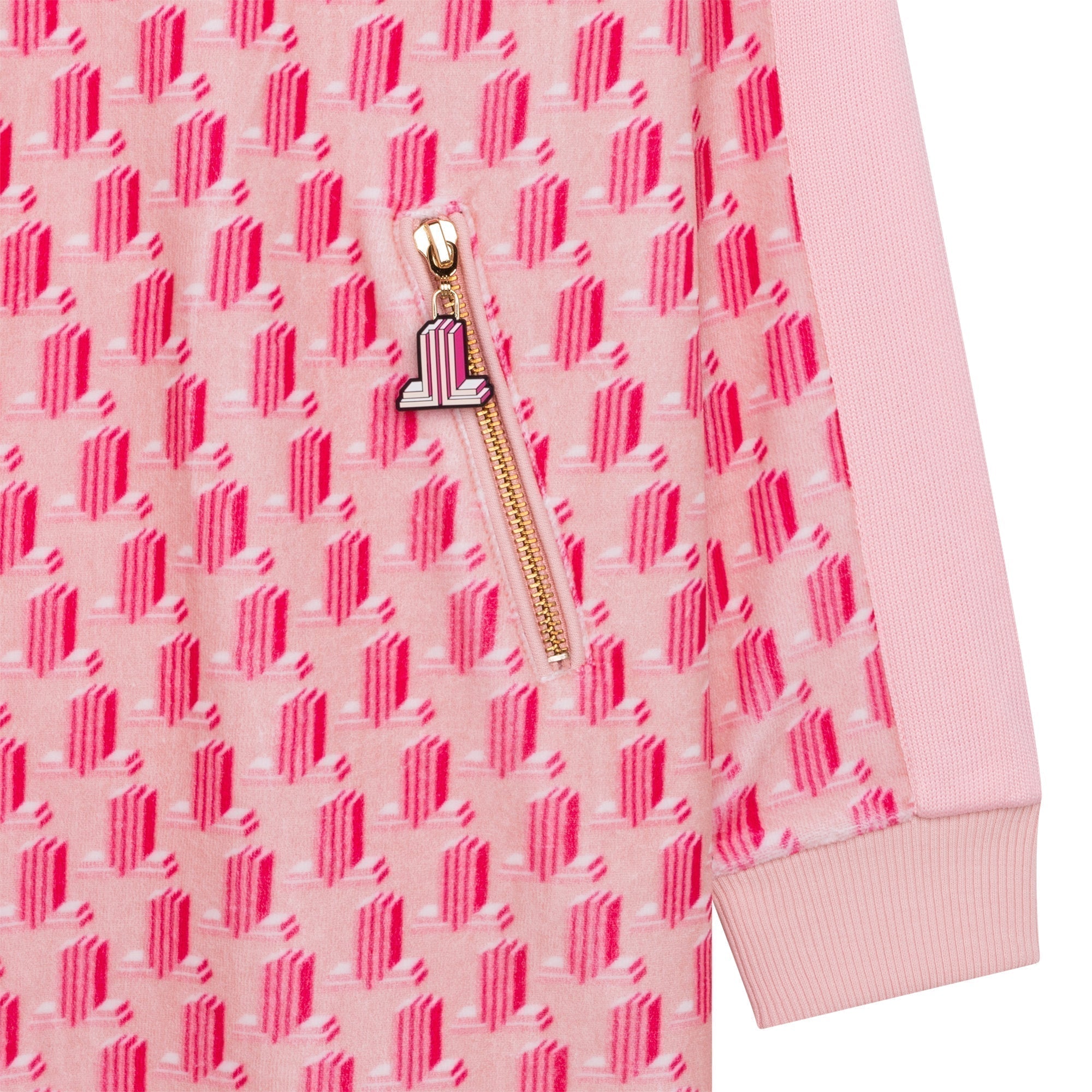 Printed velvet hooded dress - Rose Petale