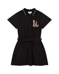 Dress with cotton logo - Black