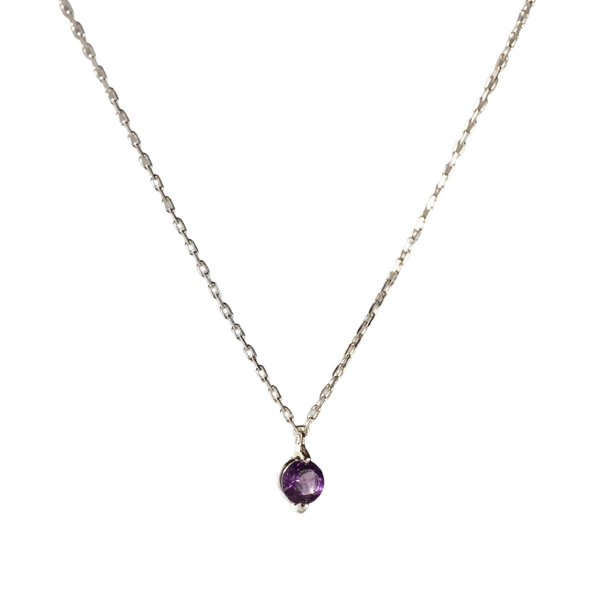 Collier Birthstone serti d'une améthyste - Or Blanc