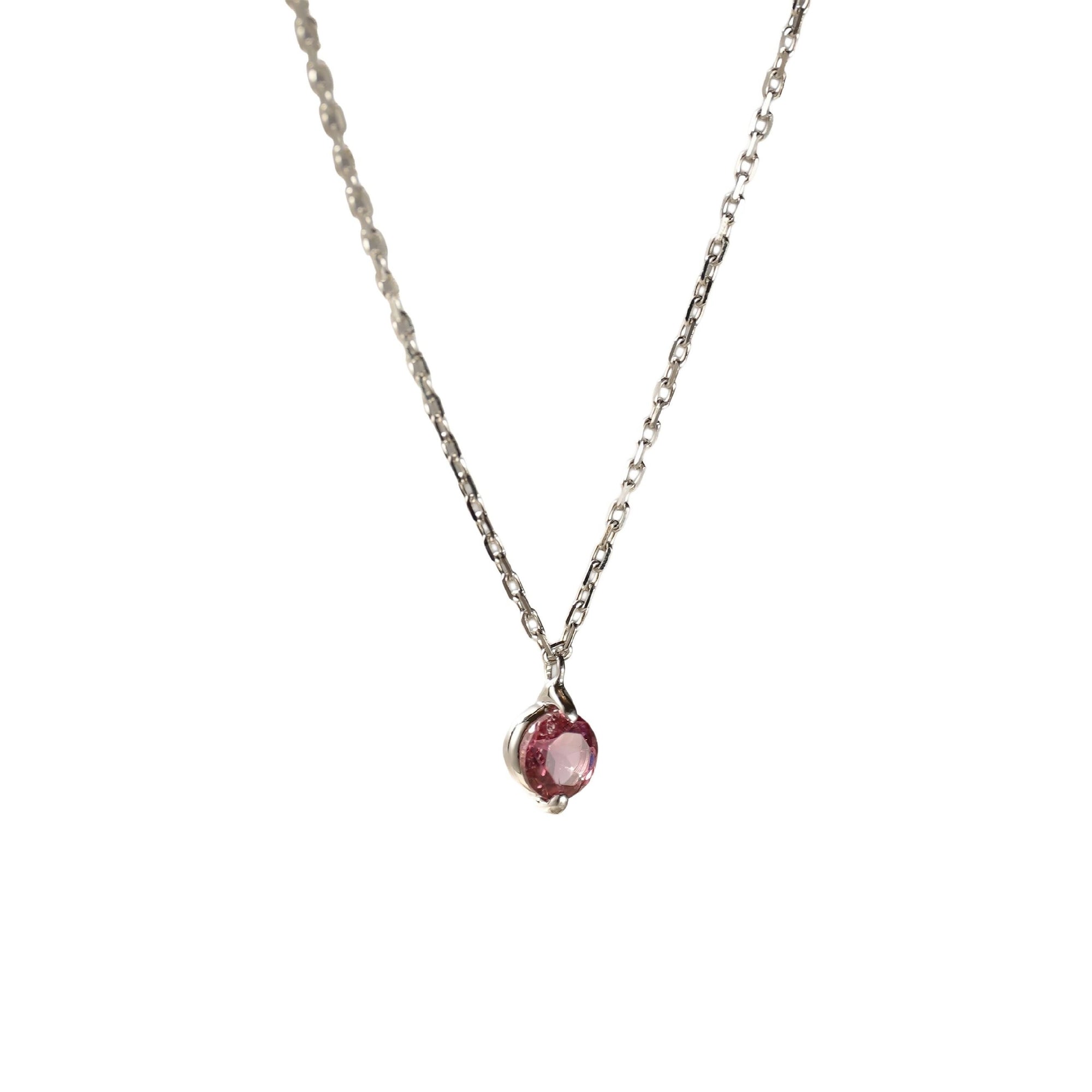 1qty NEW / Collier avec 1 tourmaline rose -Blanc