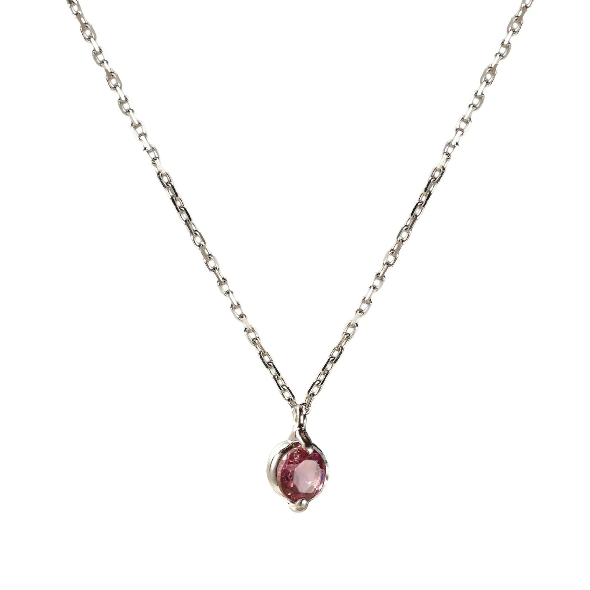 Collier Birthstone serti d'une tourmaline - Or Blanc