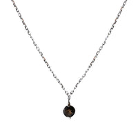 Collier Birthstone serti d'un quartz fumé - Or Blanc