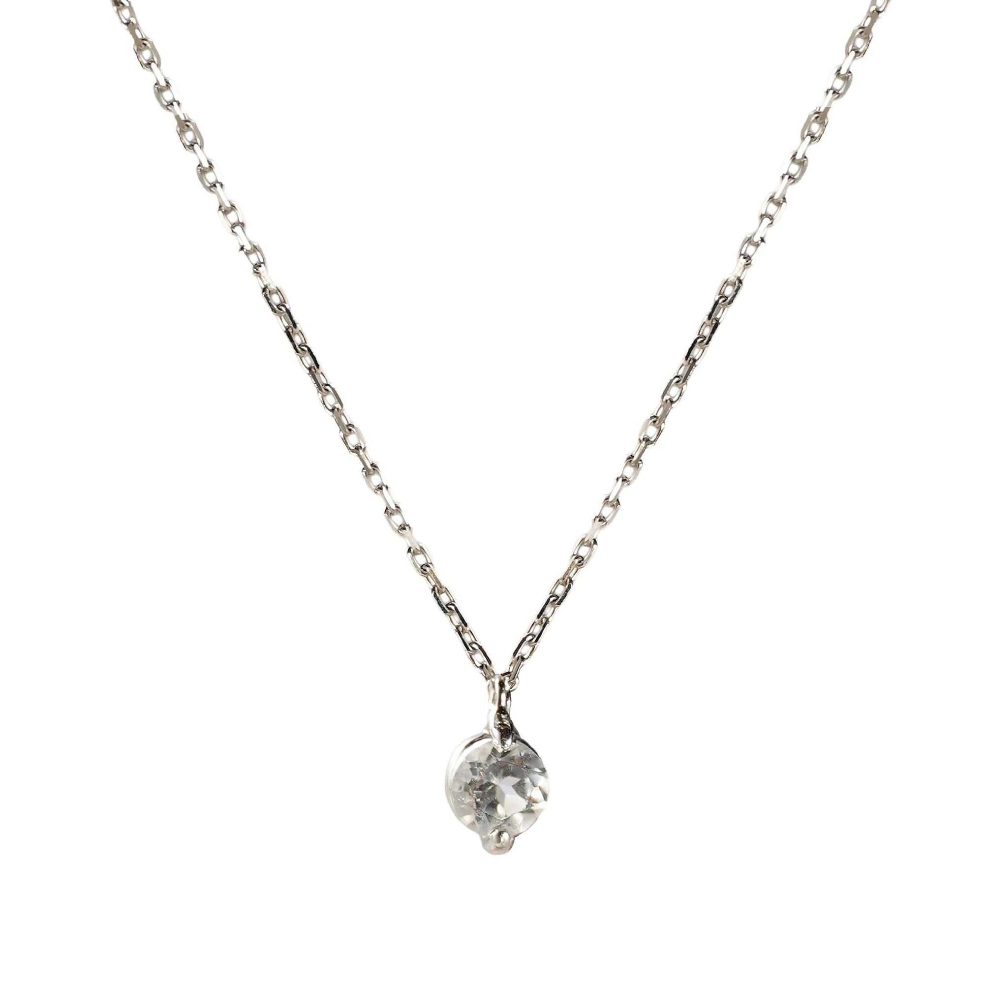 Collier Birthstone serti d'une topaze - Or Blanc