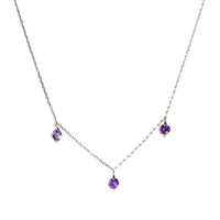 Collier Birthstone serti d'améthystes - Or Blanc