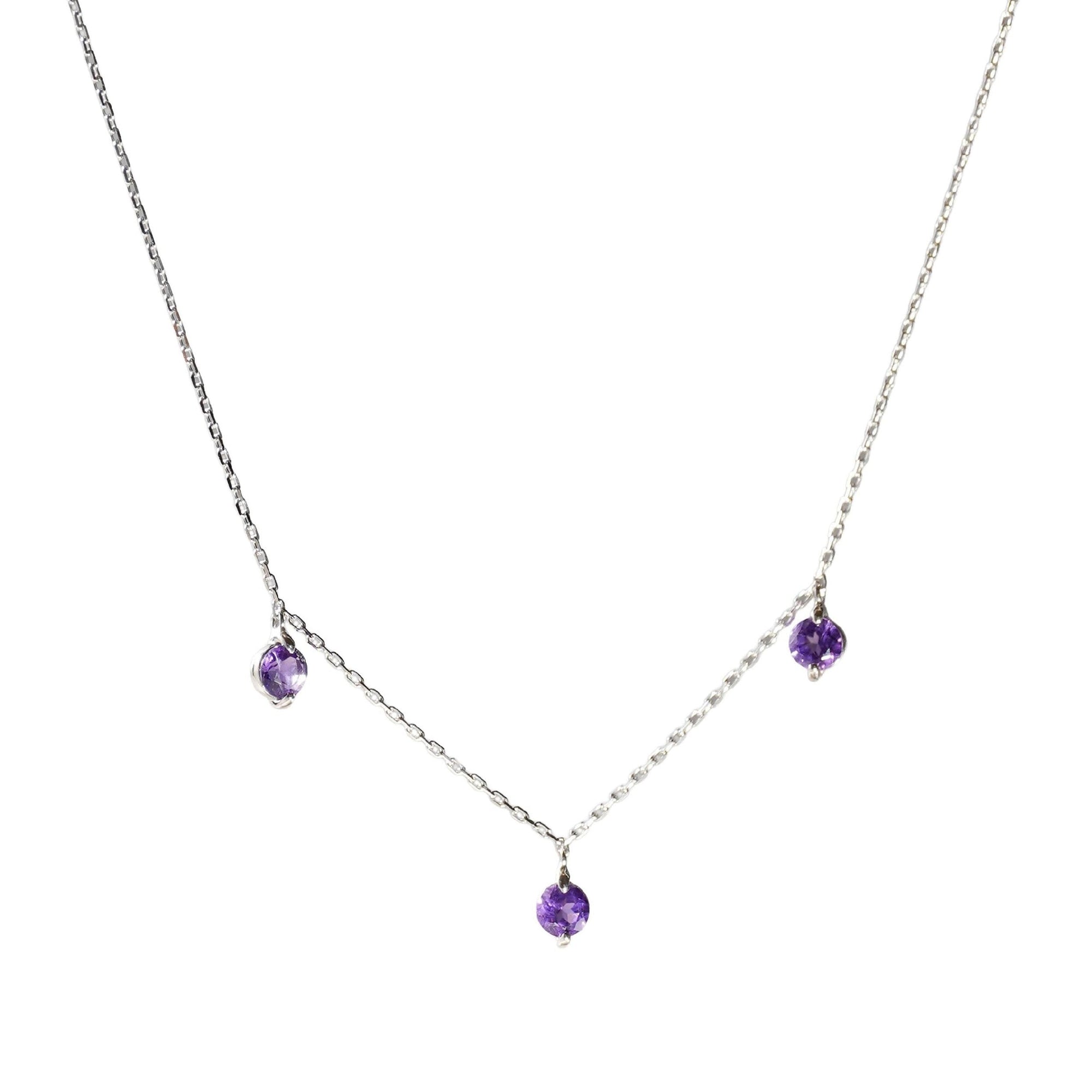 Collier Birthstone serti d'améthystes - Or Blanc
