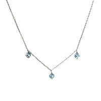 1qty NEW / Collier avec 3 topazes bleues -Blanc