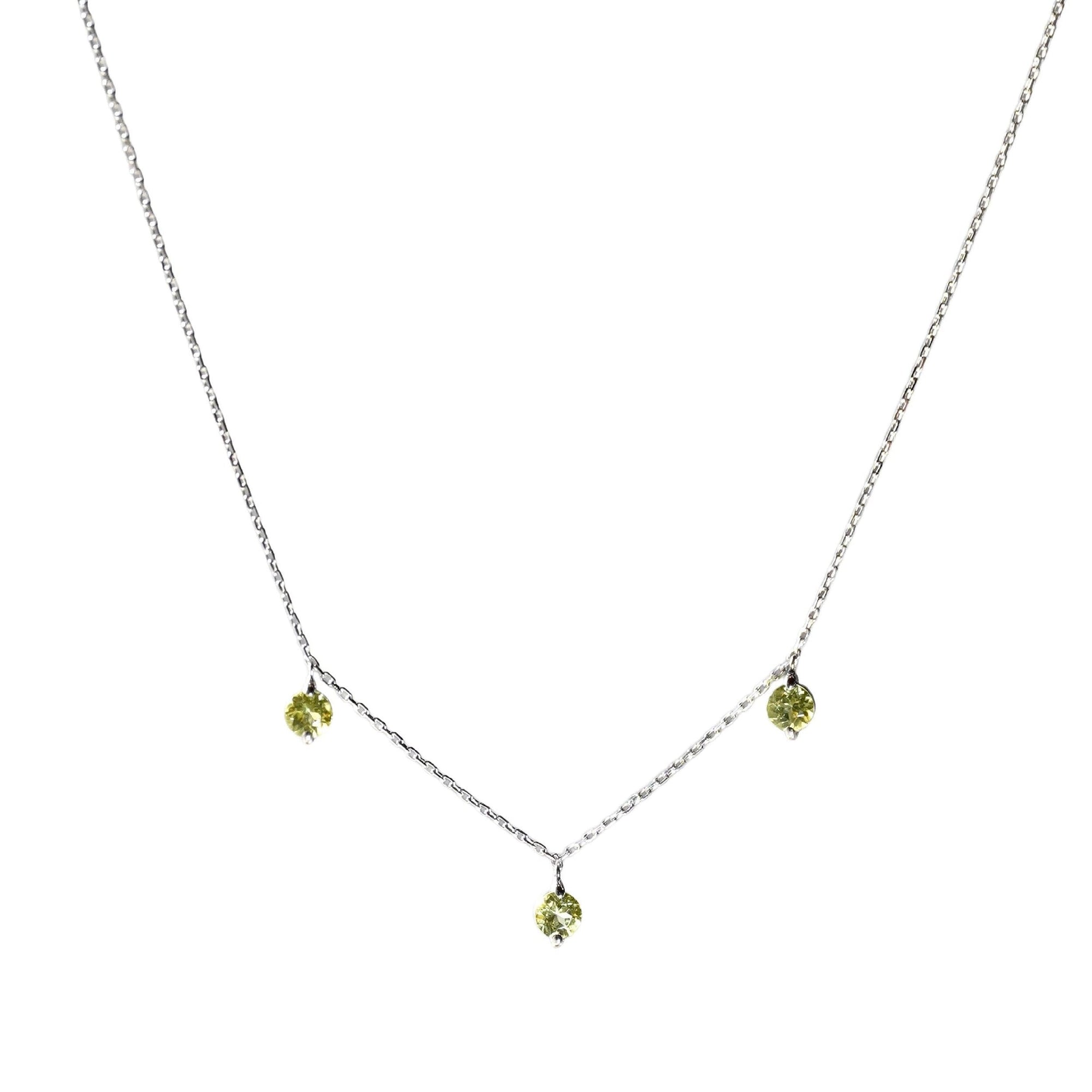 Collier Birthstone serti de péridots - Or Blanc