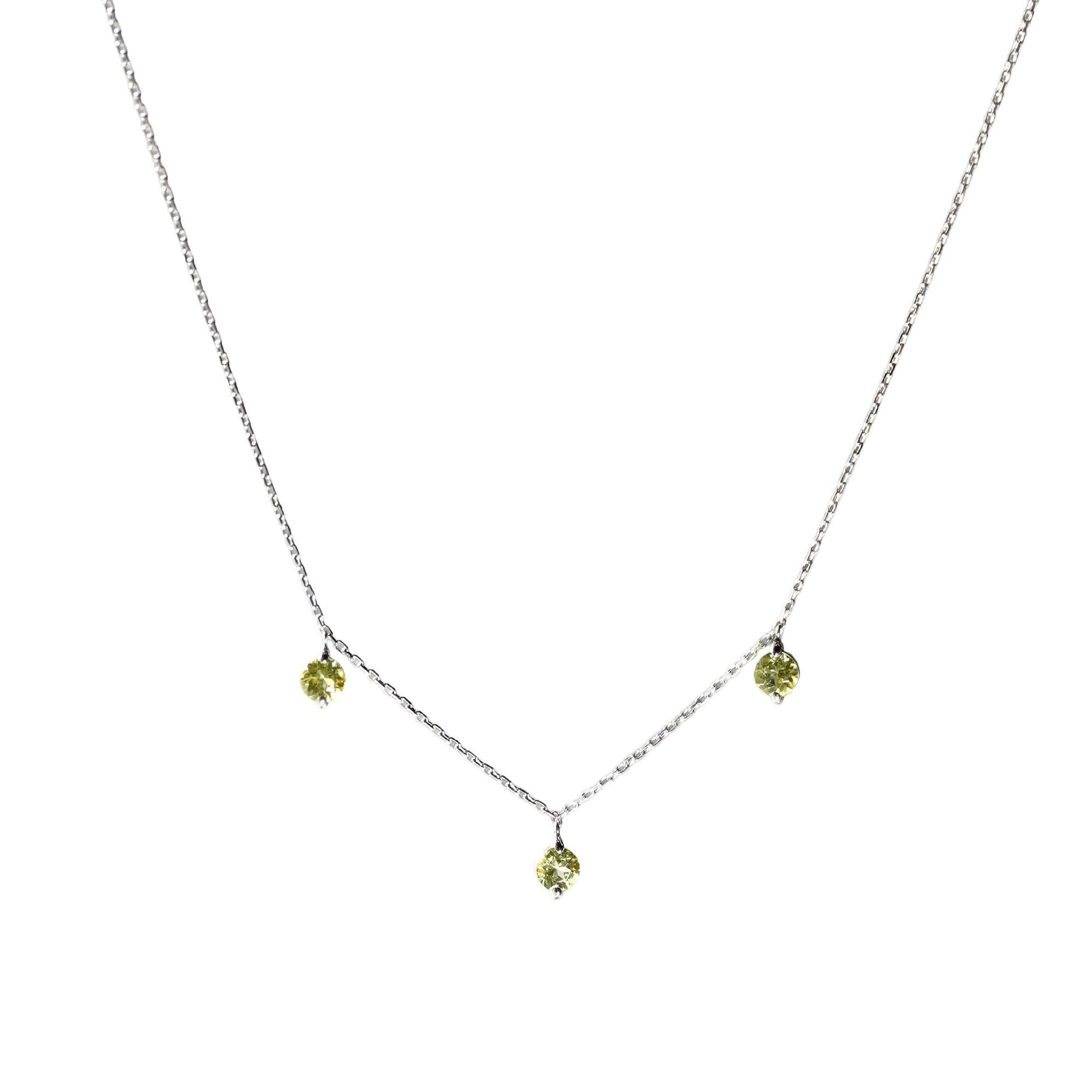 1qty NEW / Collier avec 3 Peridot -Blanc
