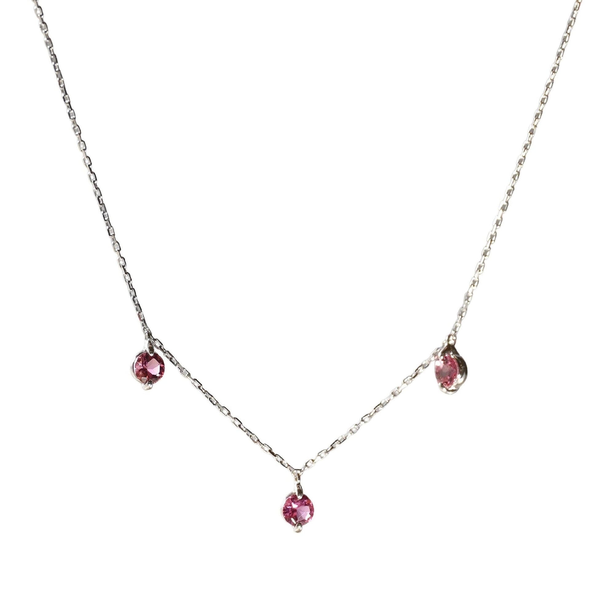 Collier Birthstone serti de tourmalines roses - Or Blanc