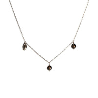 1qty NEW / Collier avec 3 quartz fumés -Blanc