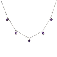 1qty NEW / Collier avec 5 améthystes -Blanc