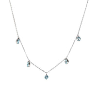 1qty NEW / Collier avec 5 topazes bleues -Blanc