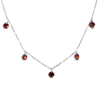 1qty NEW / Collier avec 5 grenats -Blanc