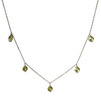 1qty NEW / Collier avec 5 Peridot -Blanc
