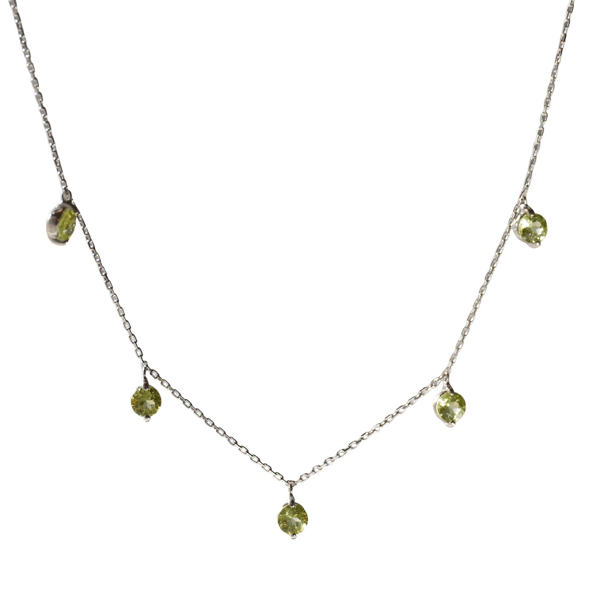1qty NEW / Collier avec 5 Peridot -Blanc