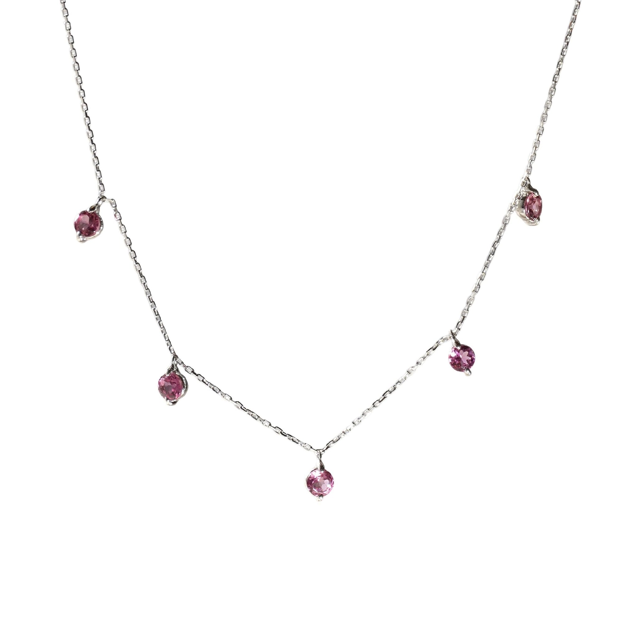 1qty NEW / Collier avec 5 tours roses -Blanc