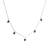 1qty NEW / Collier avec 5 quartz fumés -Blanc