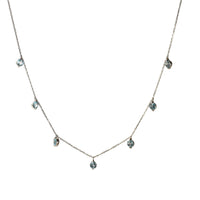 1qty NEW / Collier avec 7 topazes bleues -Blanc