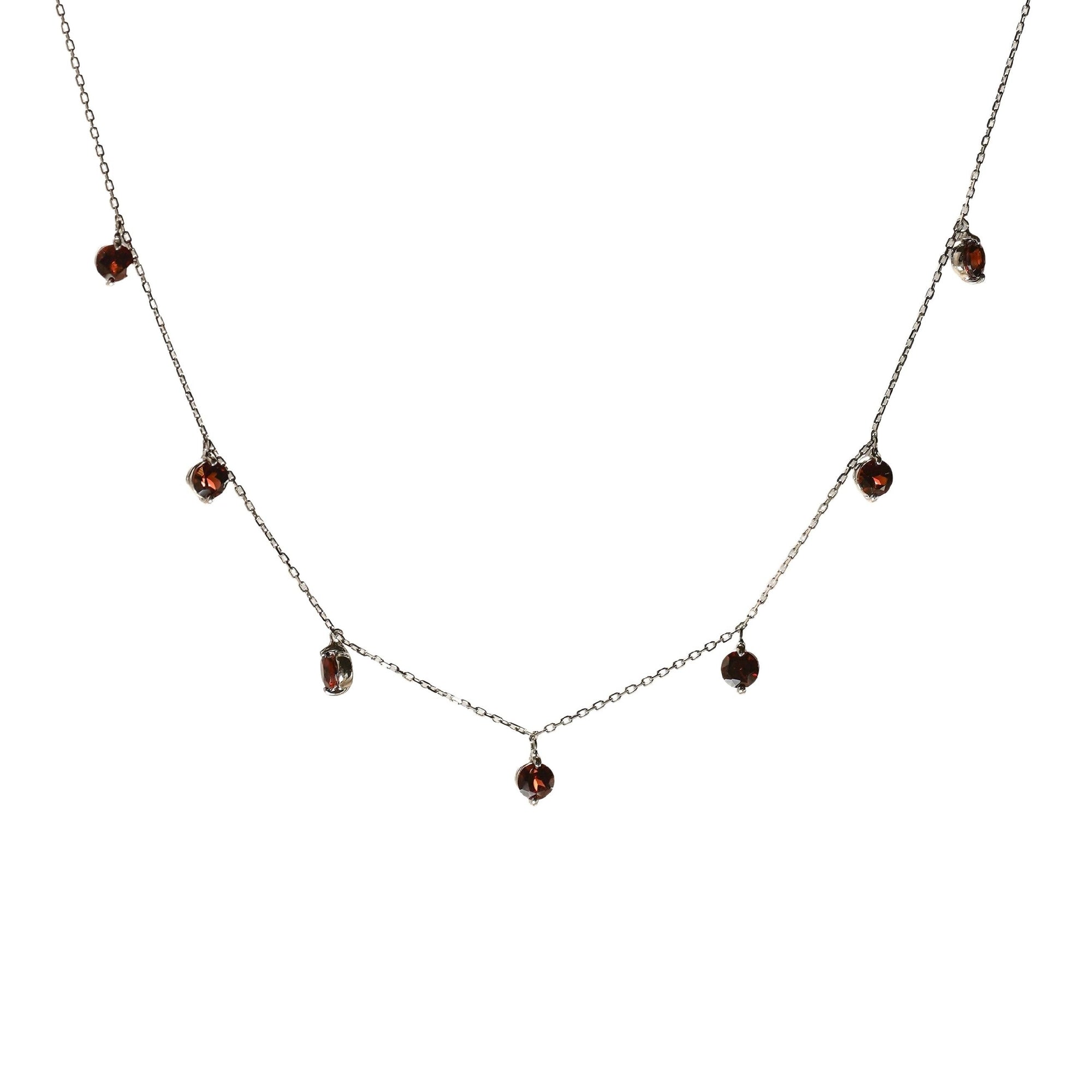 1qty NEW / Collier avec 7 grenats -Blanc