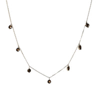 1qty NEW / Collier avec 7 quartz fumés -Blanc