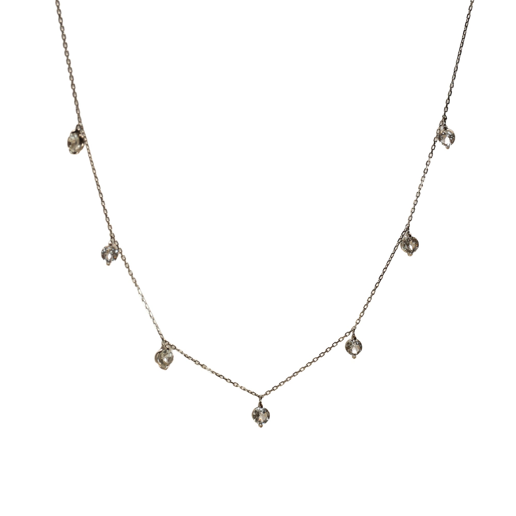 1qty NEW / Collier avec 7 topazes blanches -Blanc