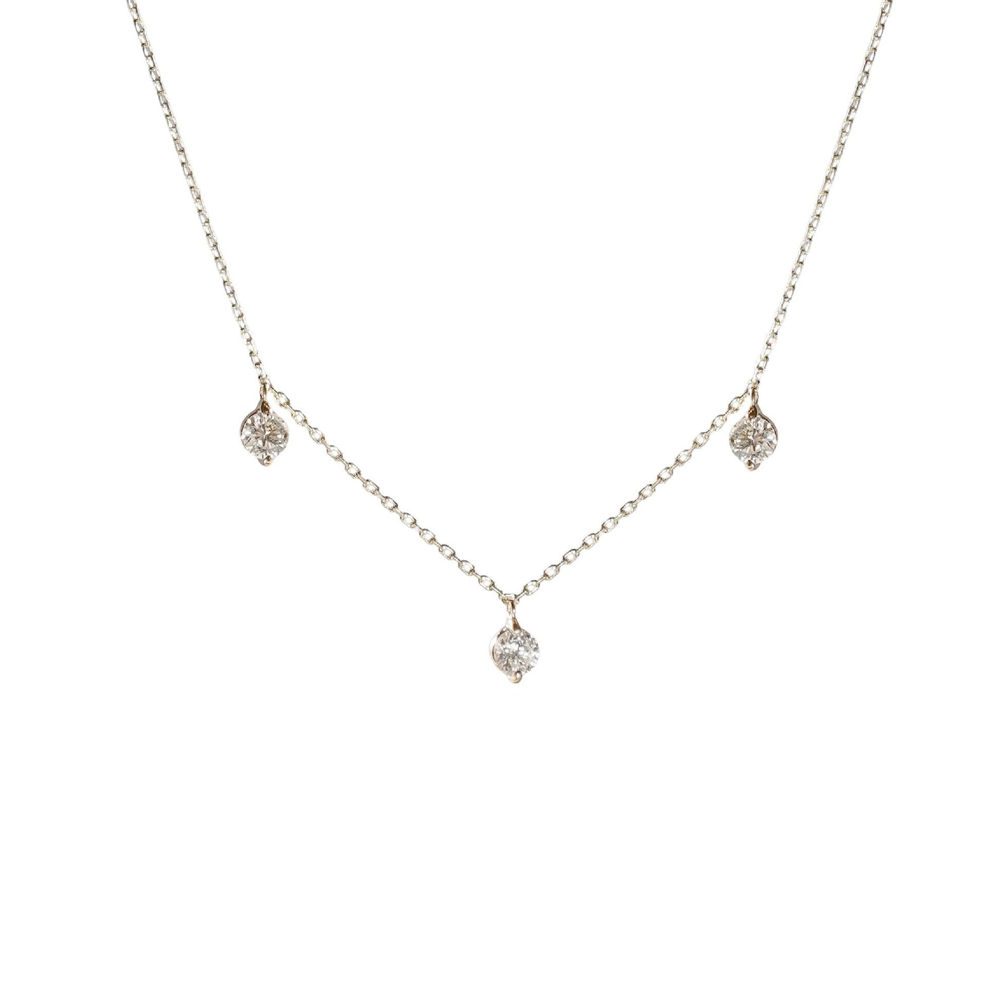 1qty NEW / Collier avec 3 diamants -Jaune