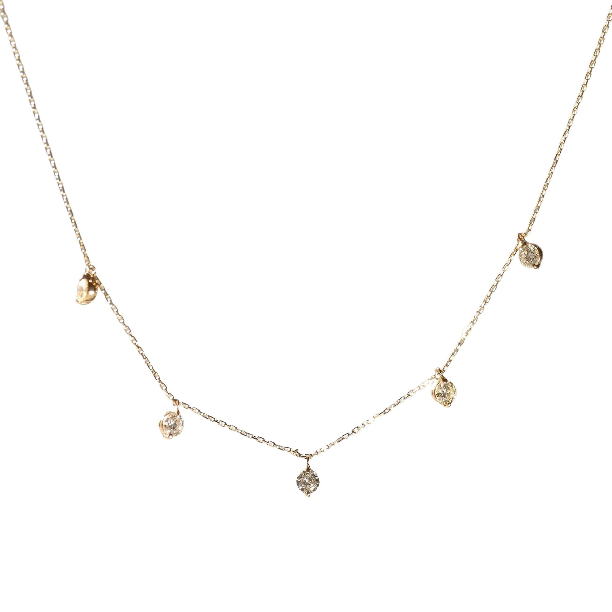 1qty NEW / Collier avec 5 diamants-Jaune