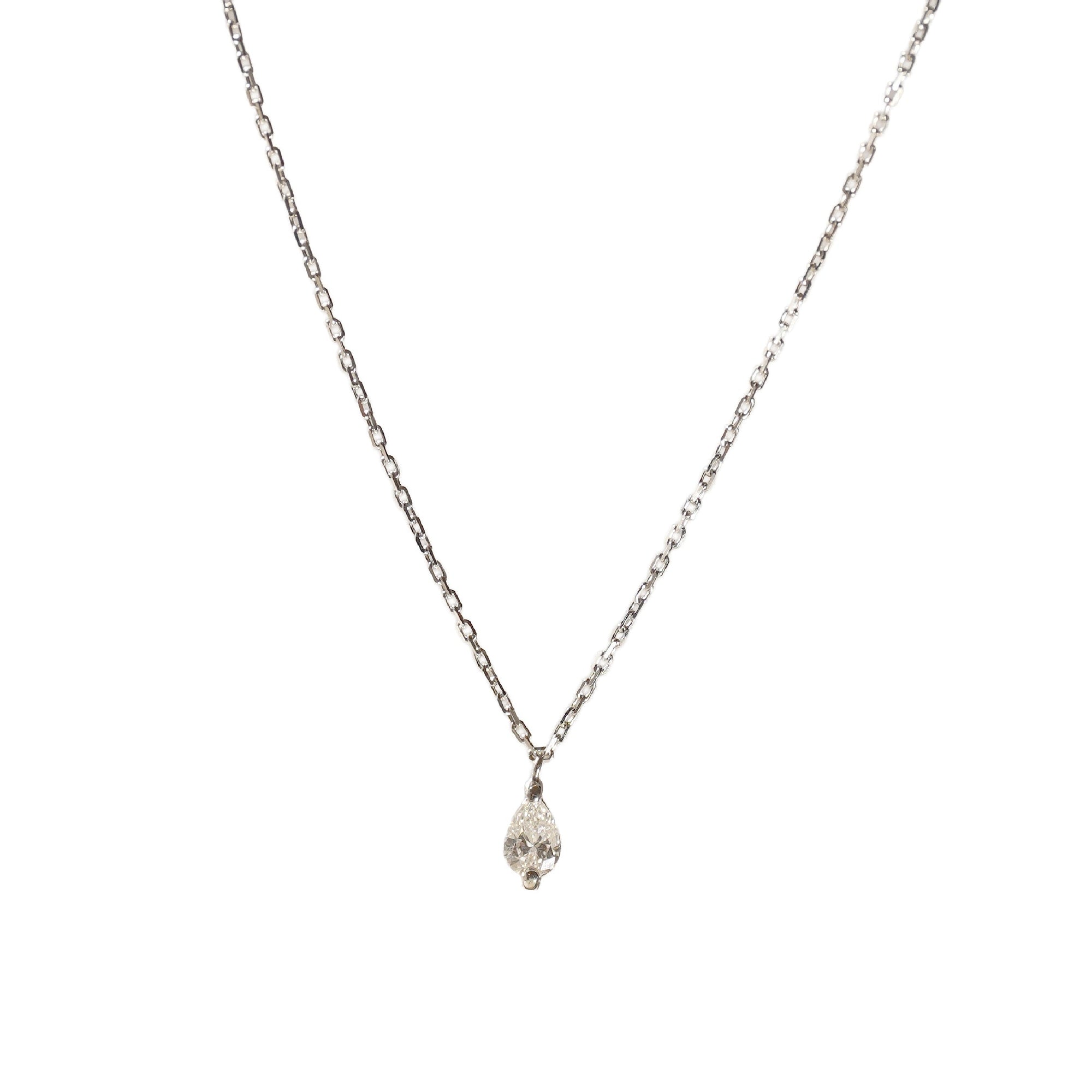 1qty NEW / Collier avec 1 diamant taille poire-Blanc