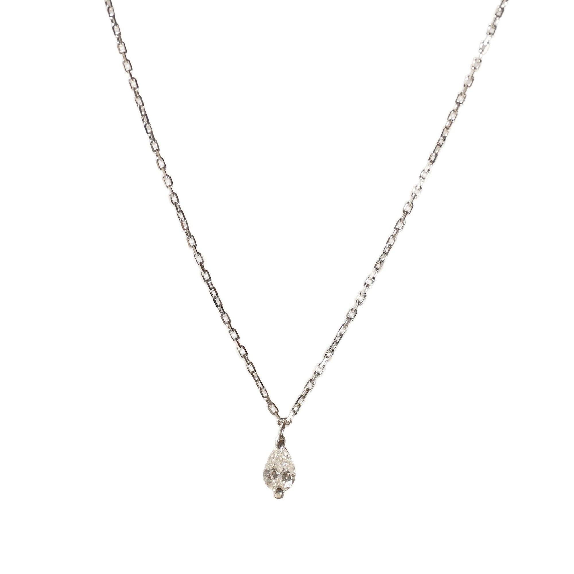 Collier Birthstone serti d'un diamant taille poire - Or Blanc