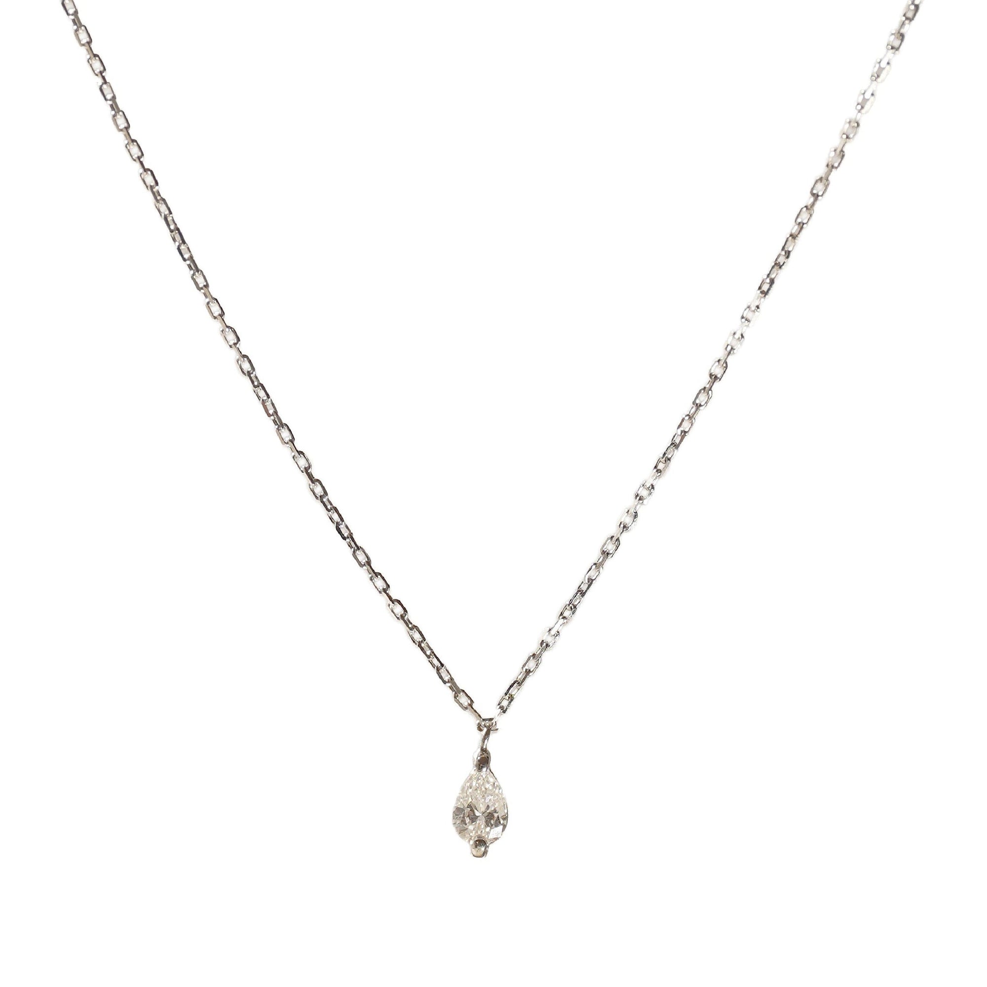 Collier Birthstone serti d'un diamant - Or Blanc