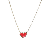 1qty NEW / Collier pendentif cœur rouge irrégulier-Jaune
