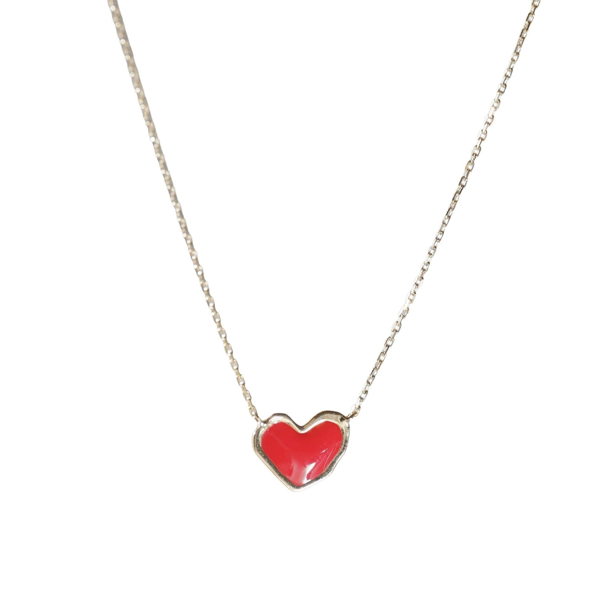 1qty NEW / Collier pendentif cœur rouge irrégulier-Jaune