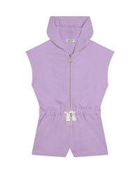 Combi-short à capuche en molleton - Lilas