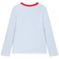 Long-sleeved jersey T-shirt with print - Ocean Blue
