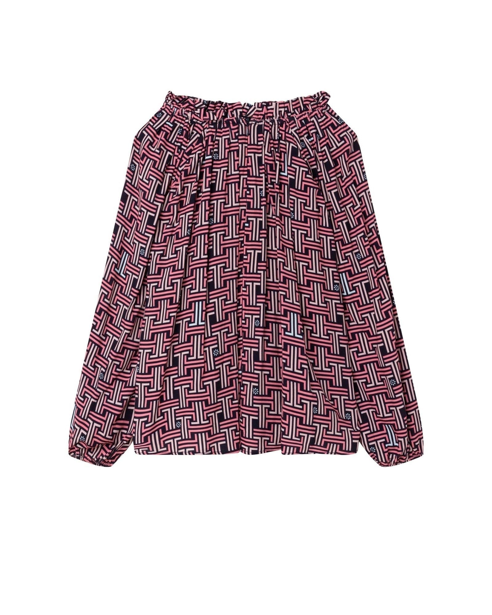 Blouse imprimée all over JL maze - Bleu amiral