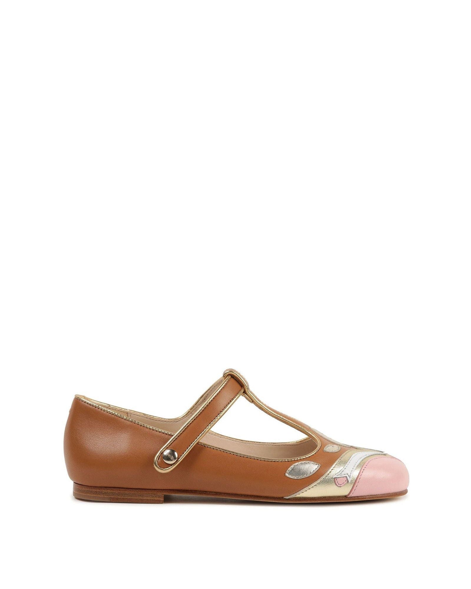 Mini-me leather ballerina pumps - Caramel